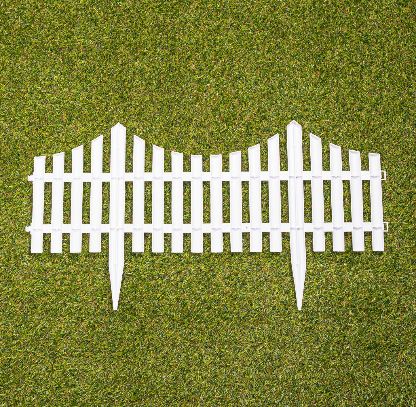 2 x 33cm 4 Piece Set White Wood Effect Picket Fence Garden Edging