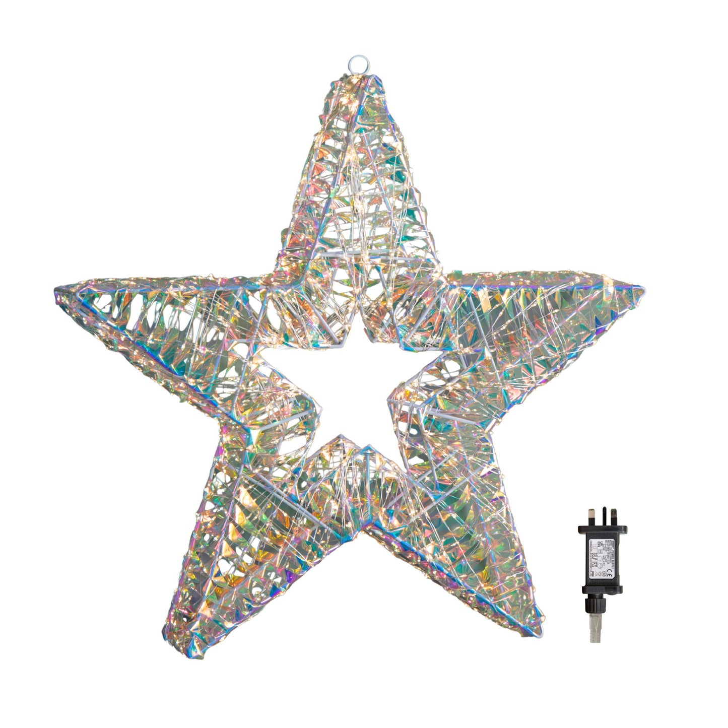 60cm Light up Iridescent Shimmer Christmas Star with 1440 Warm White LEDs