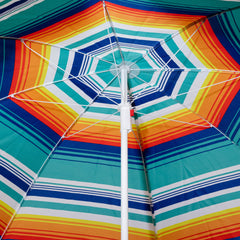 1.7m Lightweight Portable Multicoloured Striped Garden Beach Parasol Umbrella