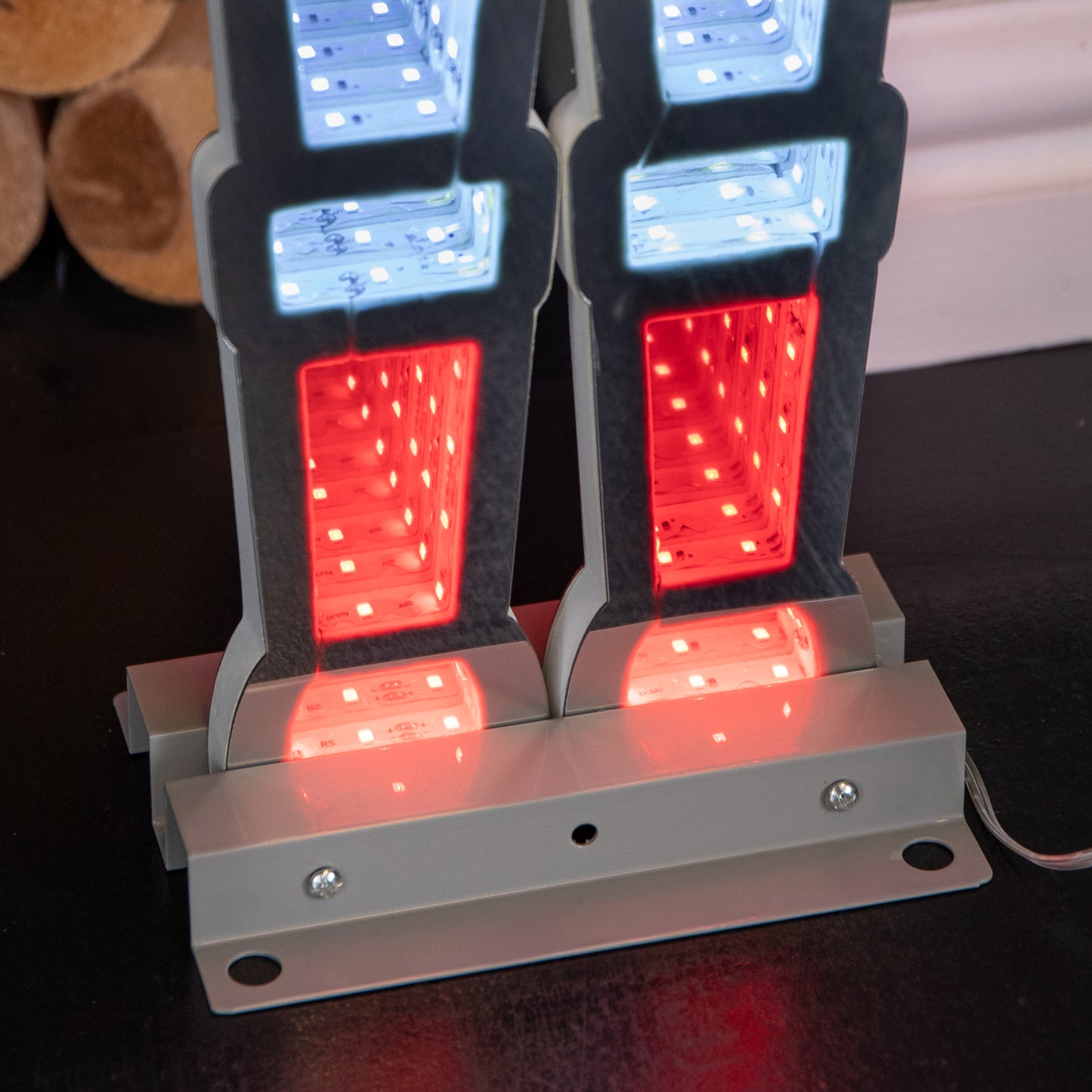 74cm Infinity Light up Standing Nutcracker Christmas Decoration with Red & White LEDs on Metal Base