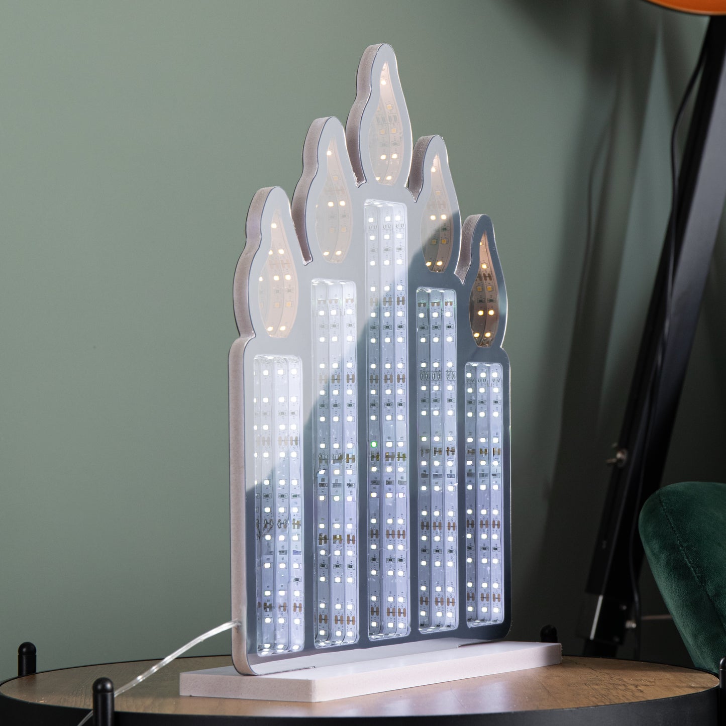 40cm Light up Standing Candlebridge with Flickering Flame Christmas Infinity Mirror