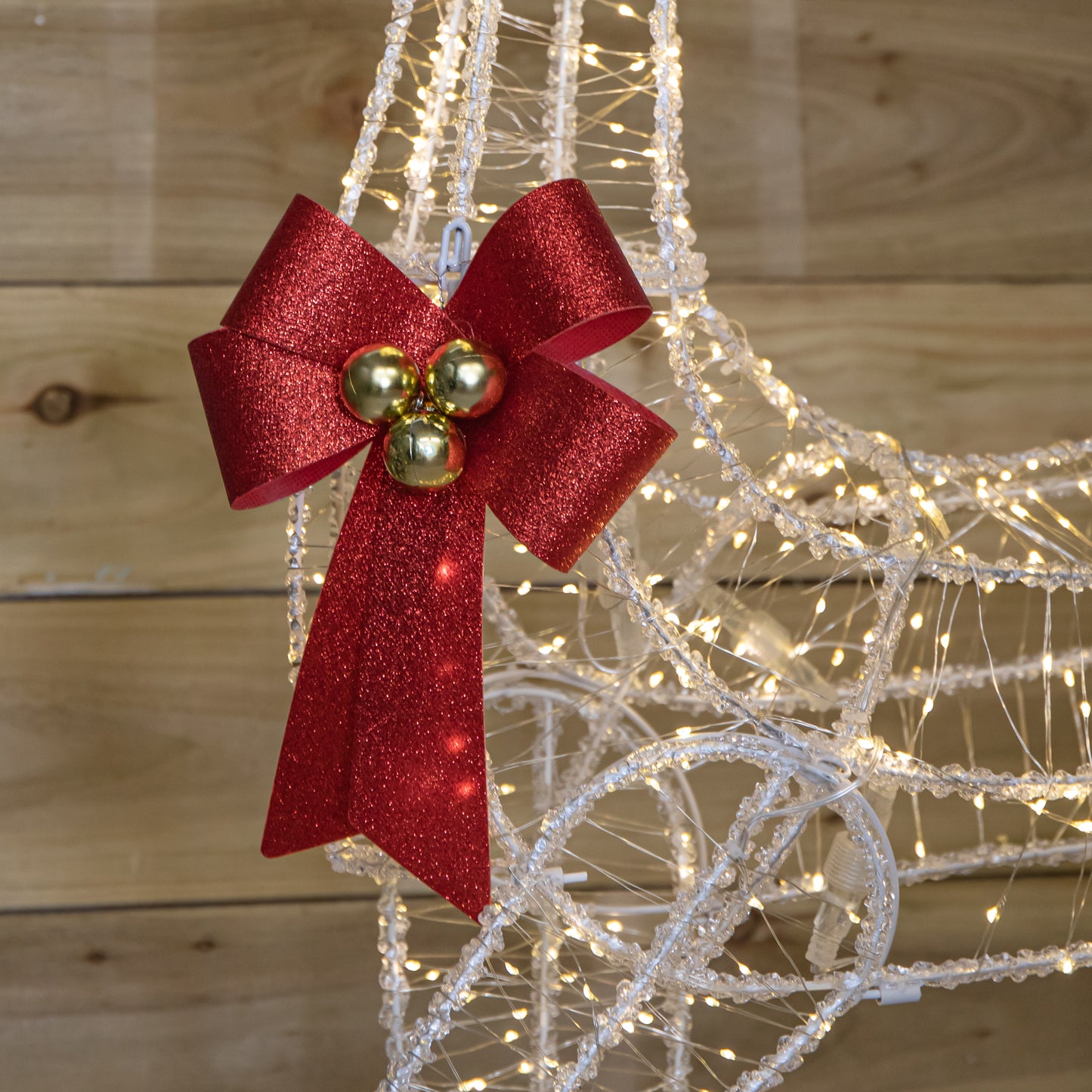 1.48m Light up Acrylic Christmas Deer Decoration with Red Bow and 940 Warm White LEDs