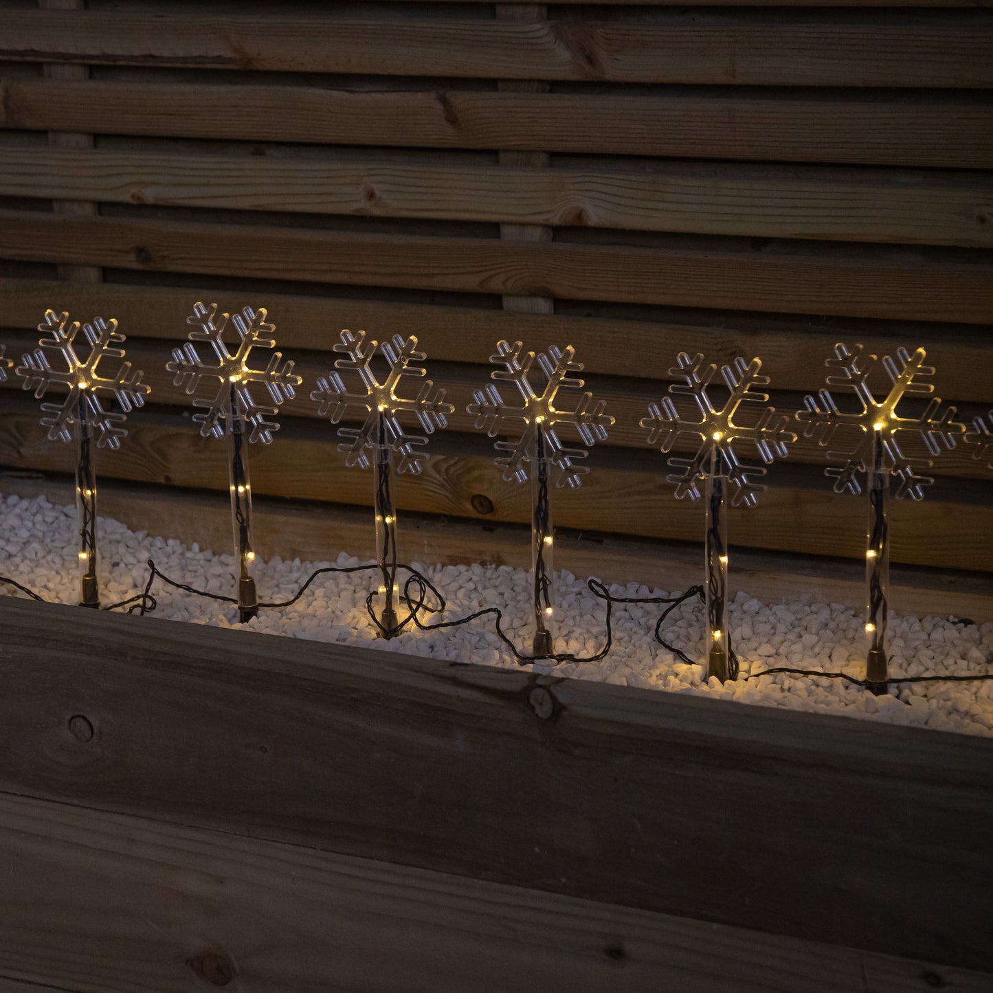 Battery Operated Set of 8 Light up Christmas Snowflake Garden Stakes with LEDs