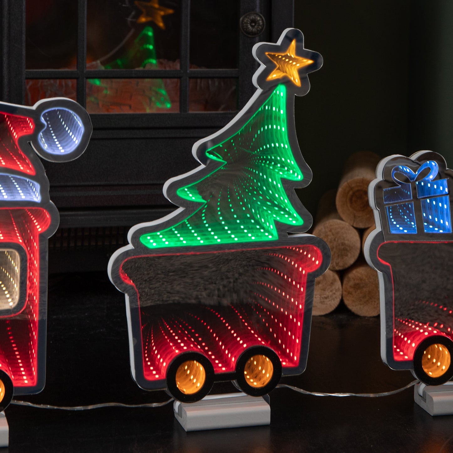 70cm Light up Infinity Christmas Train with 2 Carriages and Multi-Coloured LEDs