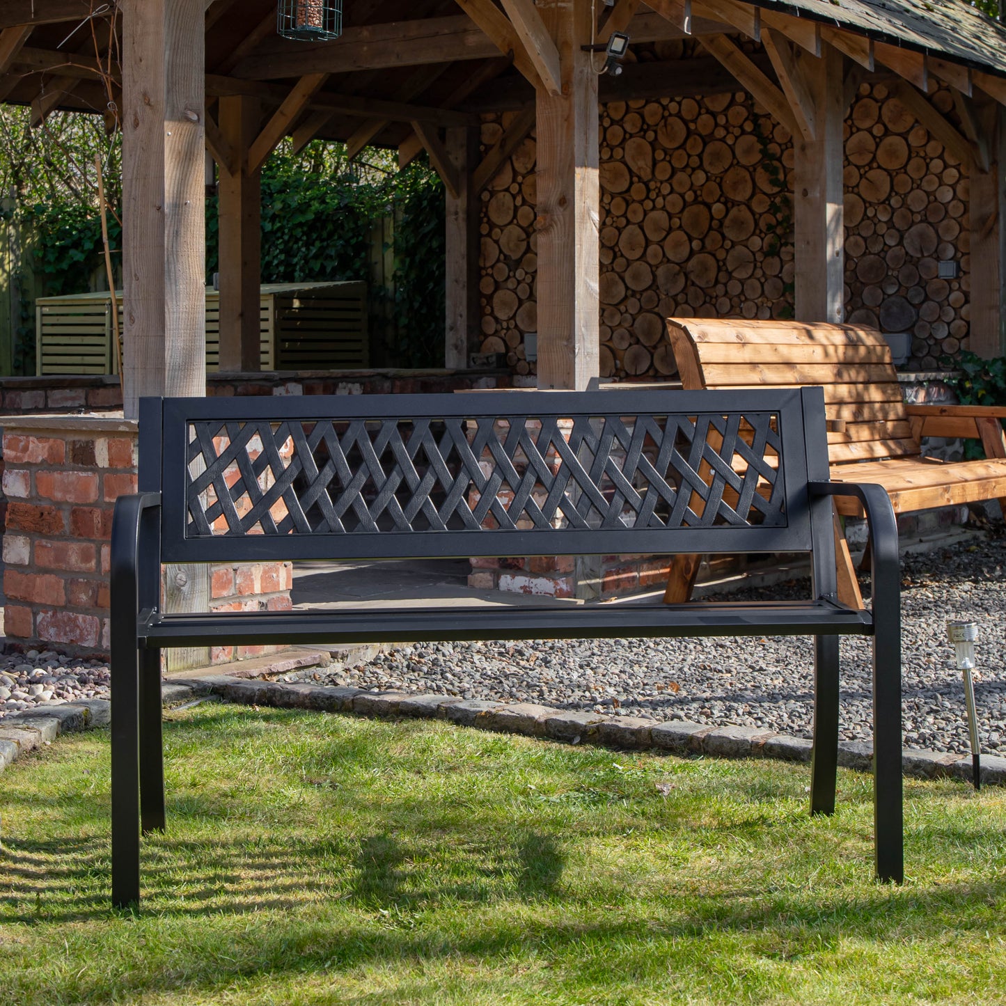 Keswick 2 Seater Outdoor Modern Lattice Design Metal Garden Patio Bench