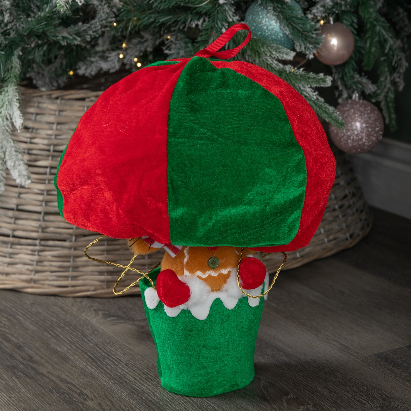 80cm Red and Green Razza Rat Hot Air Balloon Hanging Christmas Decoration