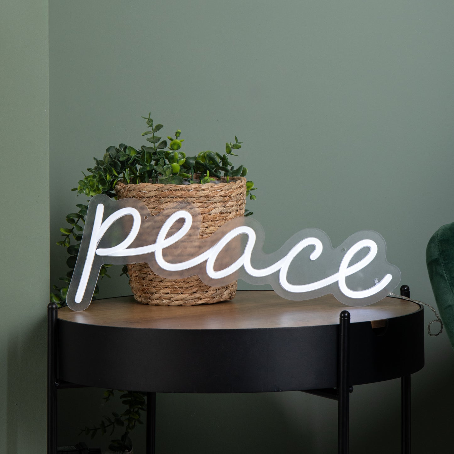 40cm Light up Neon Effect Peace Decorative Sign with 145 White LEDs