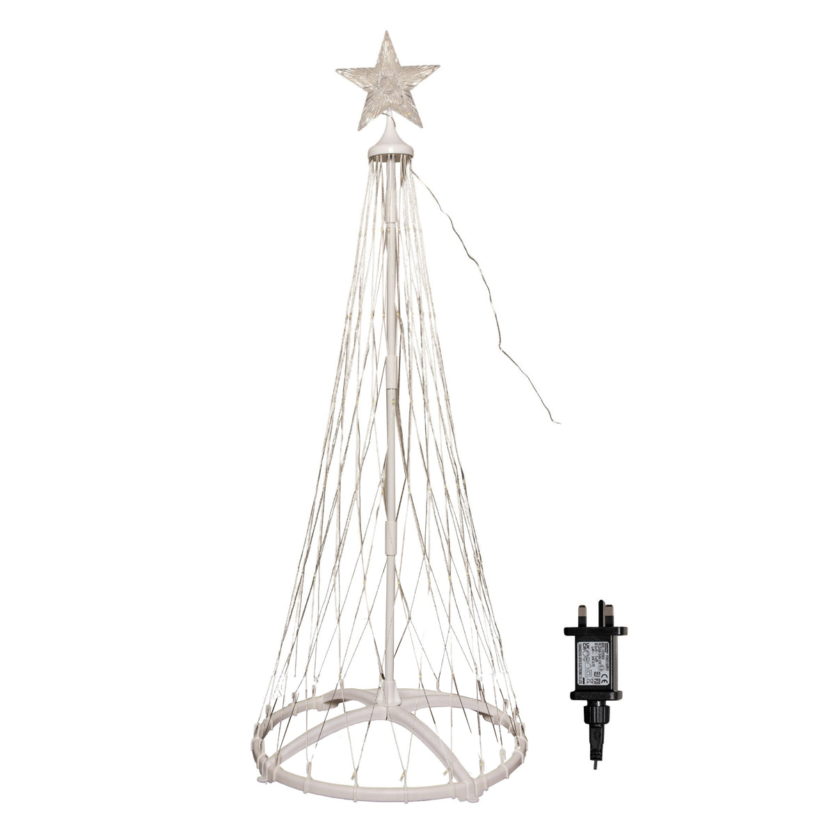2.5m Light up Christmas Cone Tree with 320 Warm White LEDs and Timer Function