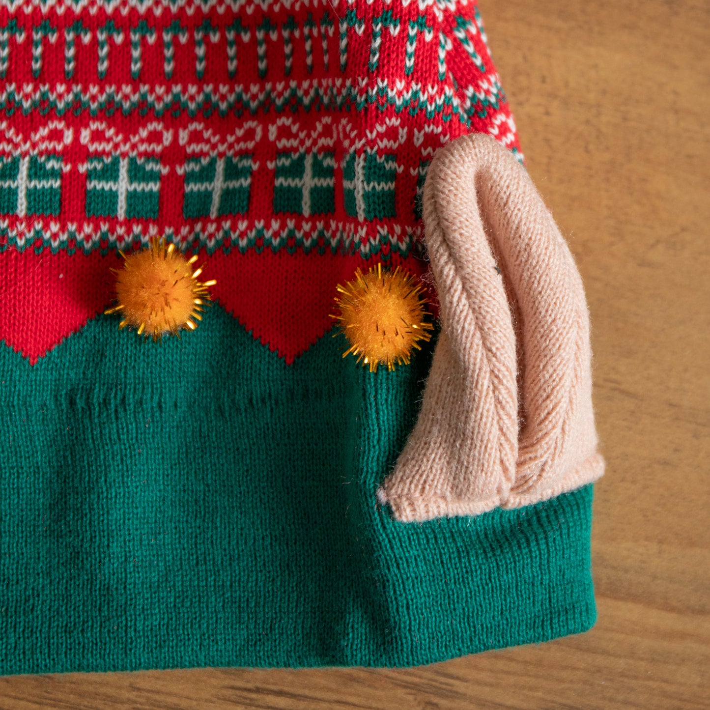 Luxury Red and Green Cotton Christmas Beanie Elf Hat