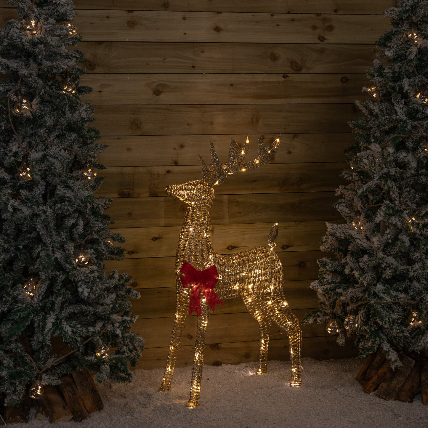 95cm Light up Gold Glitter Twist Christmas Reindeer with 94 Warm White LEDs