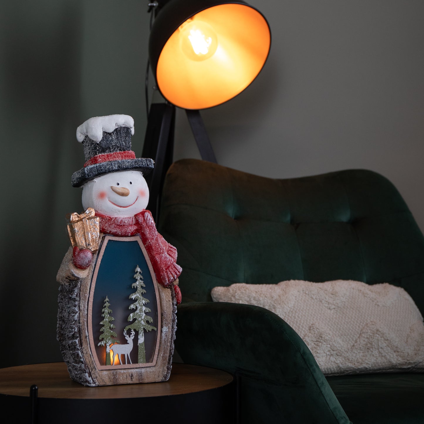 45cm Light up Christmas Woodsman Frosty Glow Snowman with LEDs
