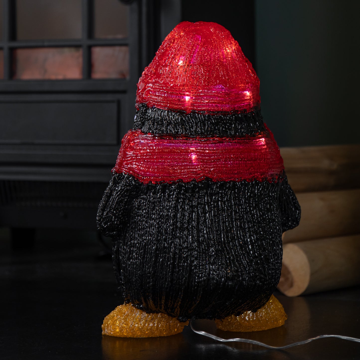 30cm Light up Acrylic Christmas Penguin with Scarf and 30 White LEDs