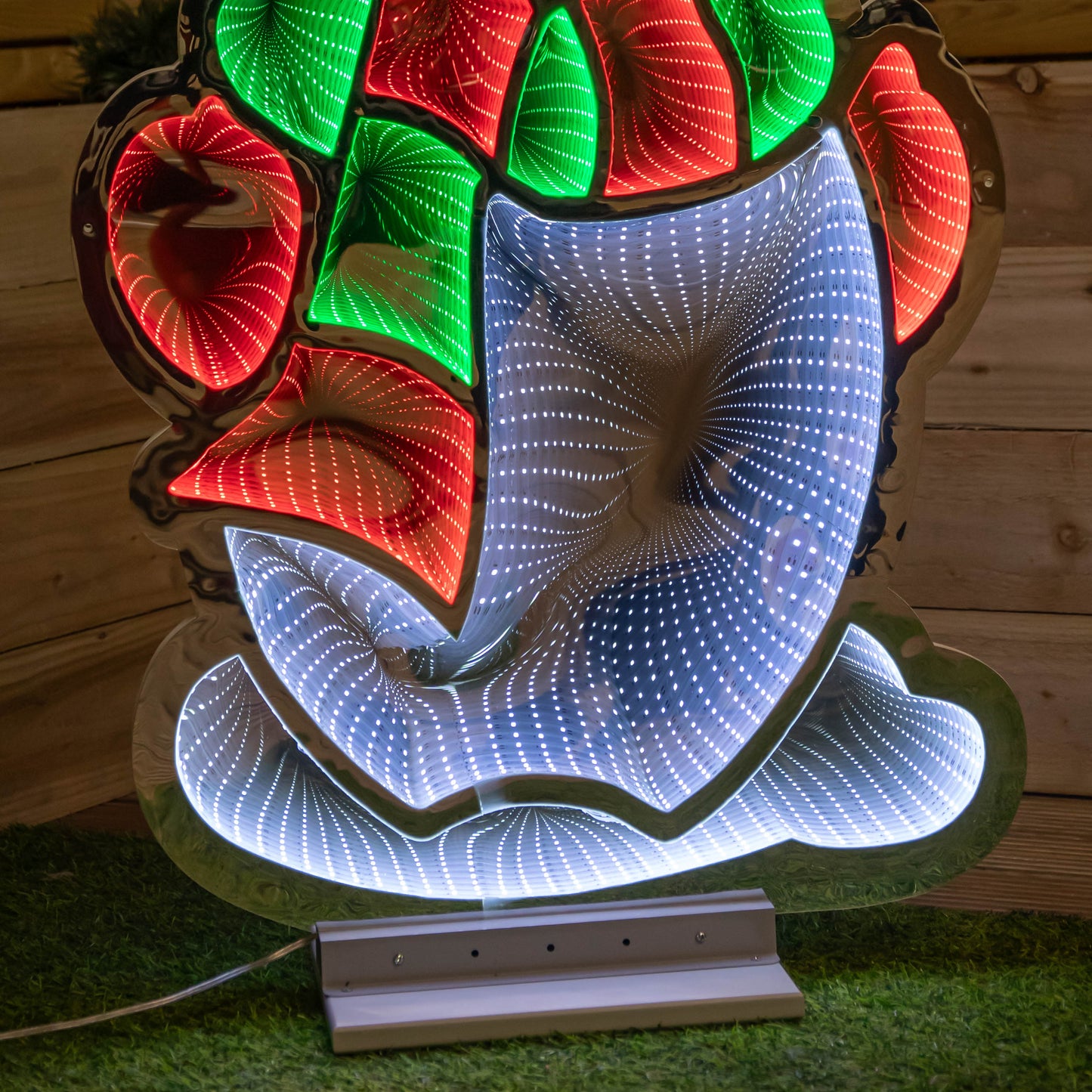 4ft (1.2m) Tall Standing Light up Snowman Infinity Christmas Decoration with Multi-Coloured LEDs