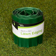 15cm x 9m Large Plastic Corrugated Lawn Garden Edging Border in Green