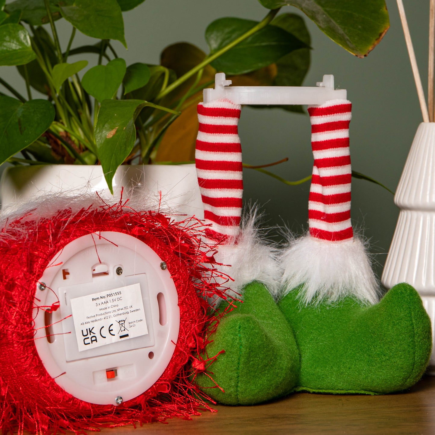 46cm Battery Operated Light up Standing Christmas Elf Gonk with Warm White LEDs