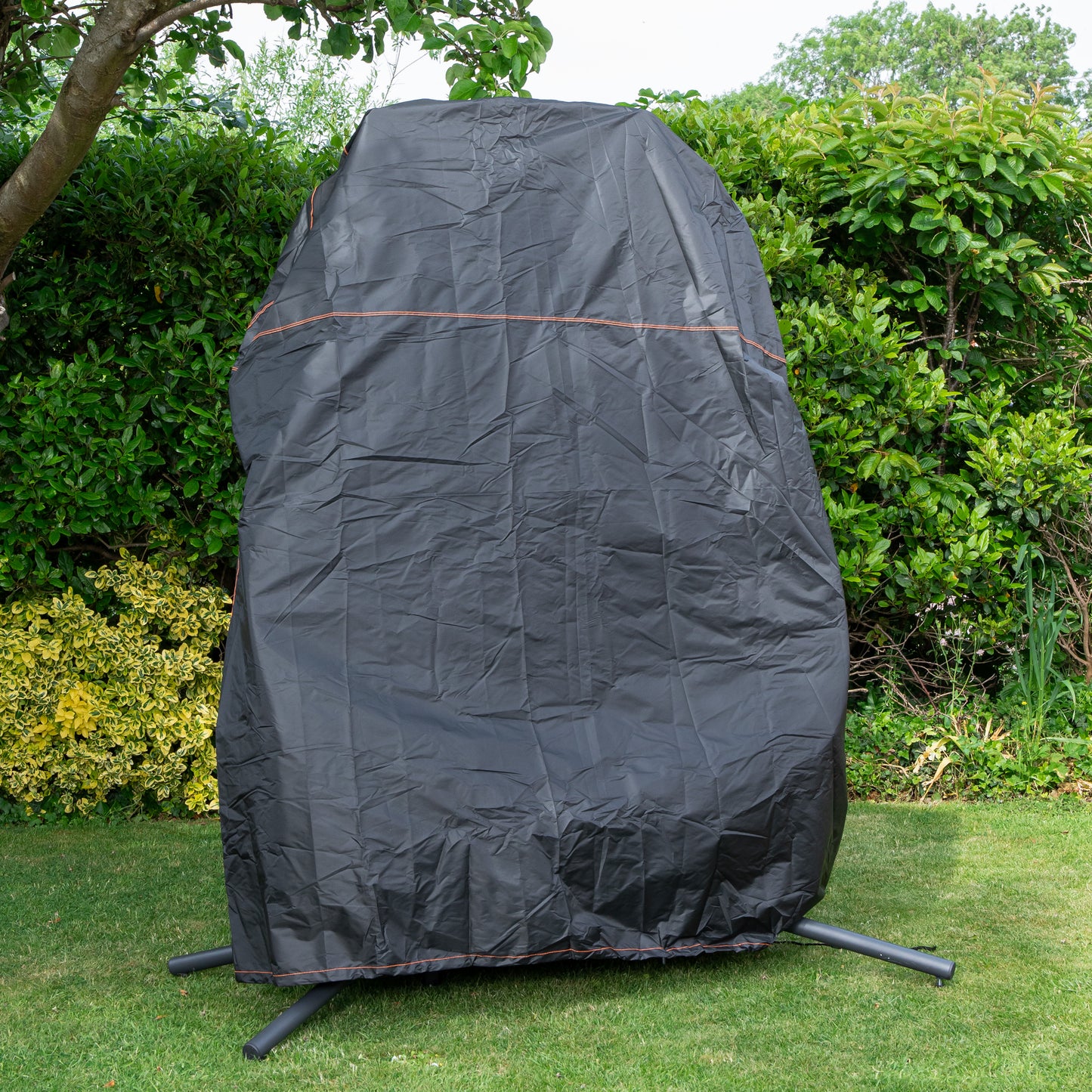Samuel Alexander 2 Seater Hanging Garden Rattan Egg Chair with Steel Frame and Waterproof Cover in Grey