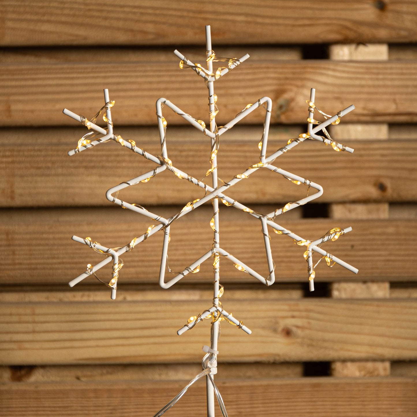 Set of 4 60cm Light up Christmas Snowflake Path Lights with 260 Warm White LEDs