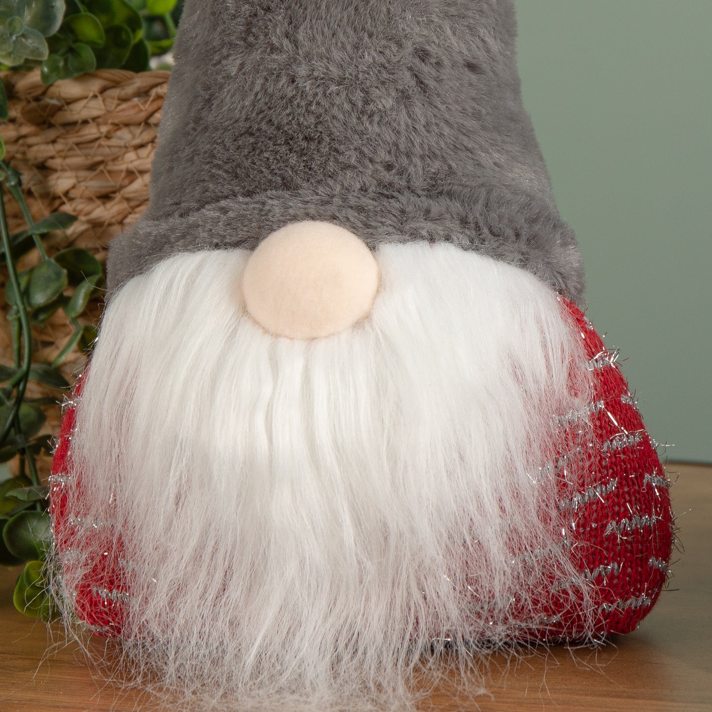 35cm Battery Operated Light up Christmas Gonk with Grey Hat & Red Body