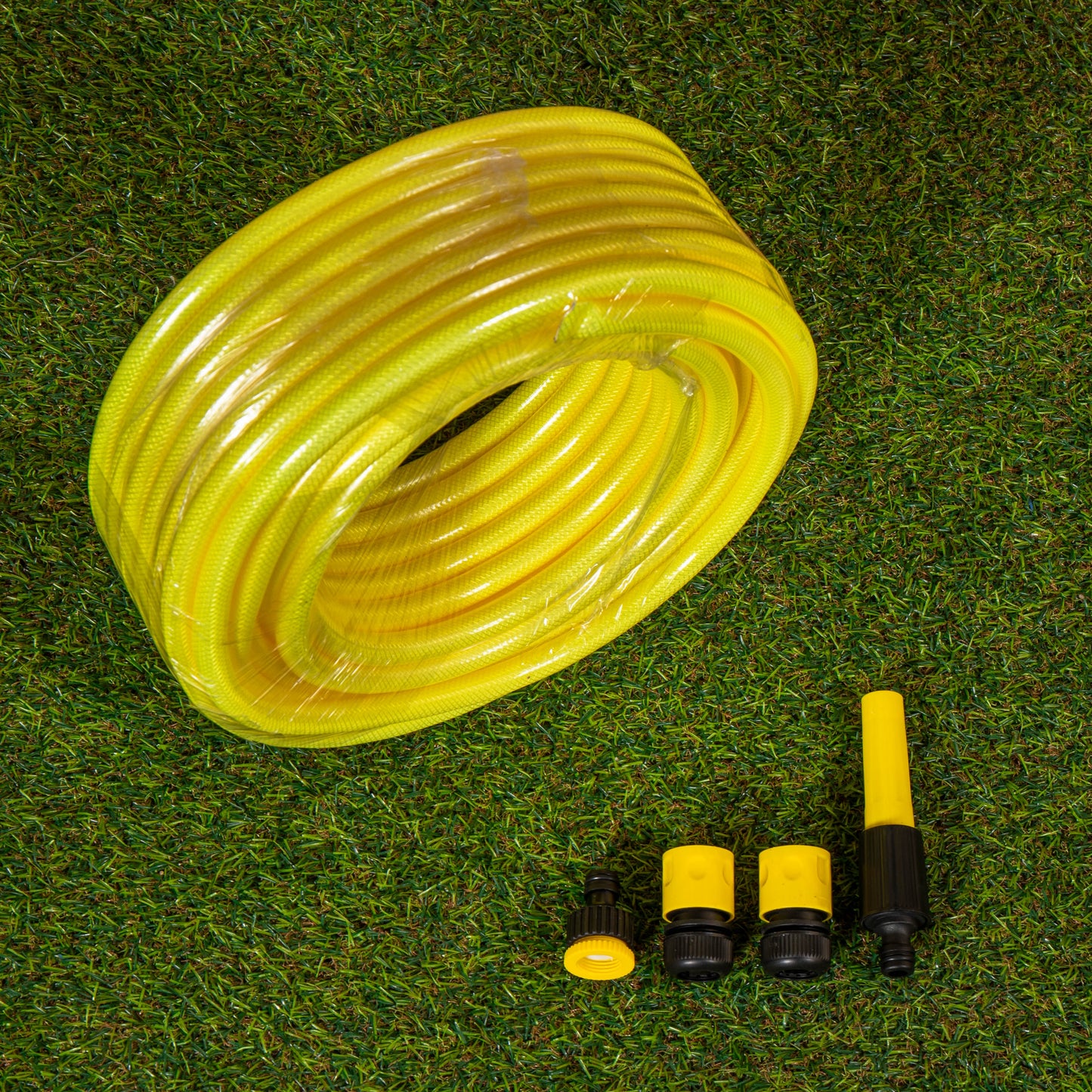 25m Yellow Reinforced Kink Resistant Garden Hose Pipe with Connectors