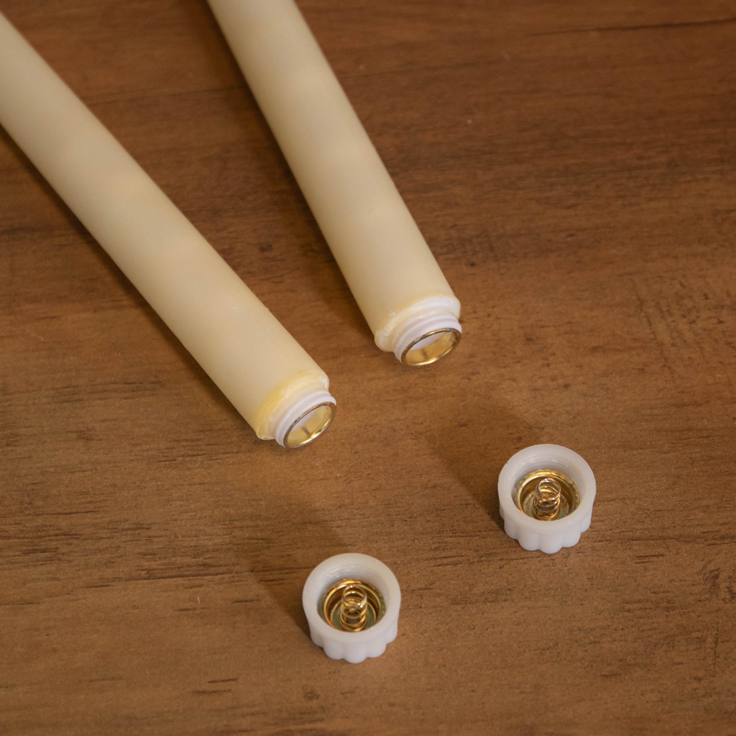 27.5cm 2pc Taper Candles with real flame effect LED technology