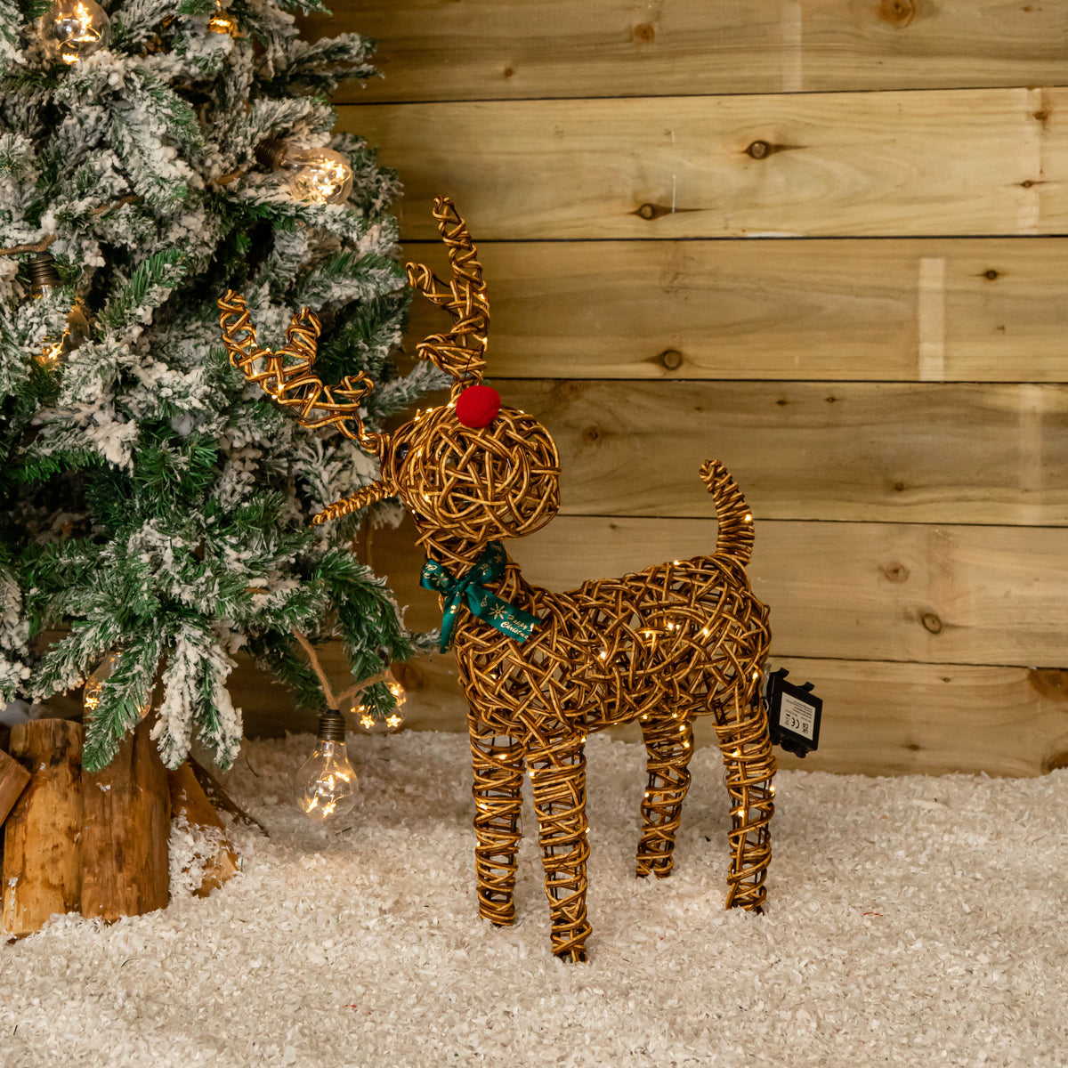 67cm Battery Operated Light up Brown Christmas Reindeer with Red Nose & 80 Warm White LEDs