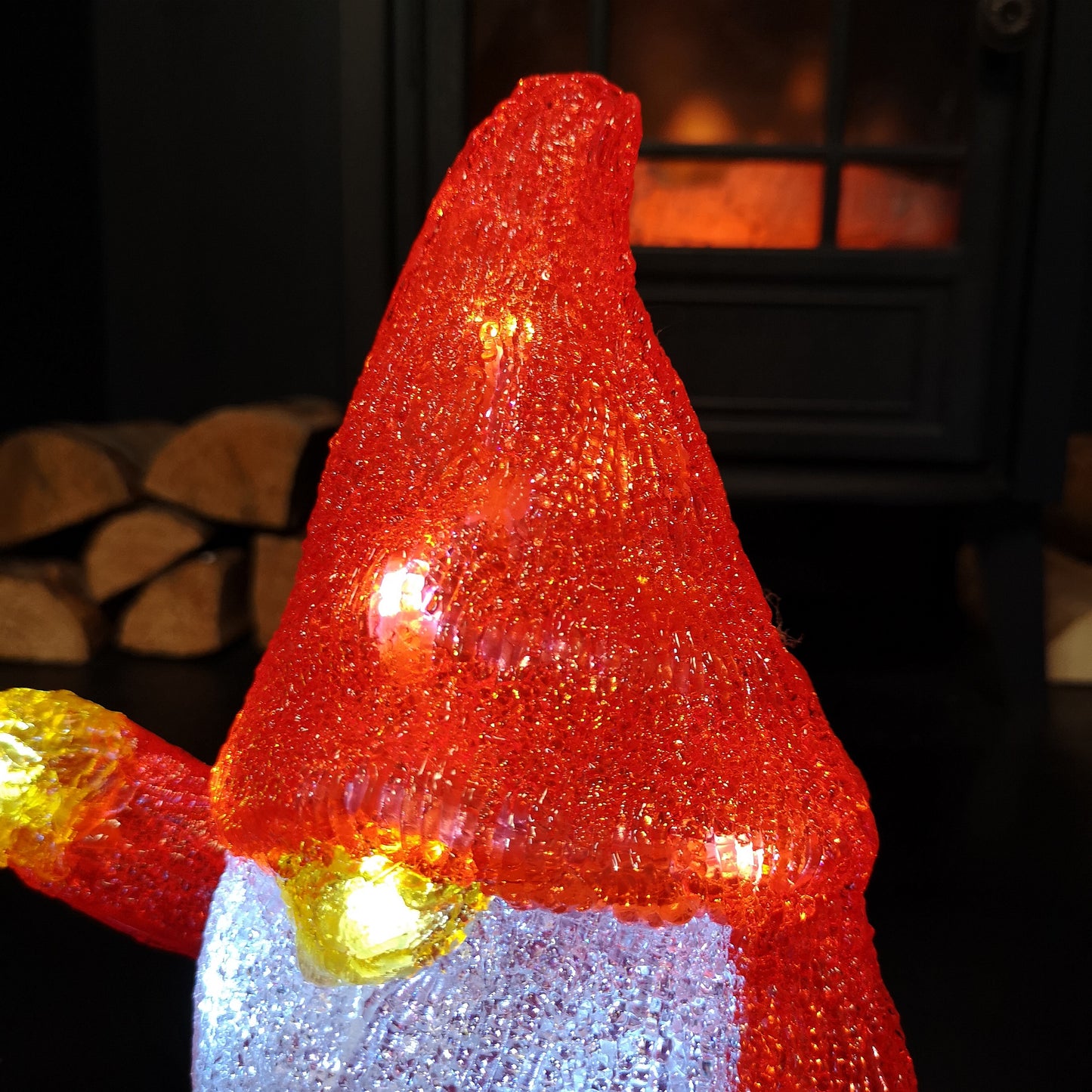 23cm Battery Operated Light up Acrylic Christmas Gonk with LEDs in Red