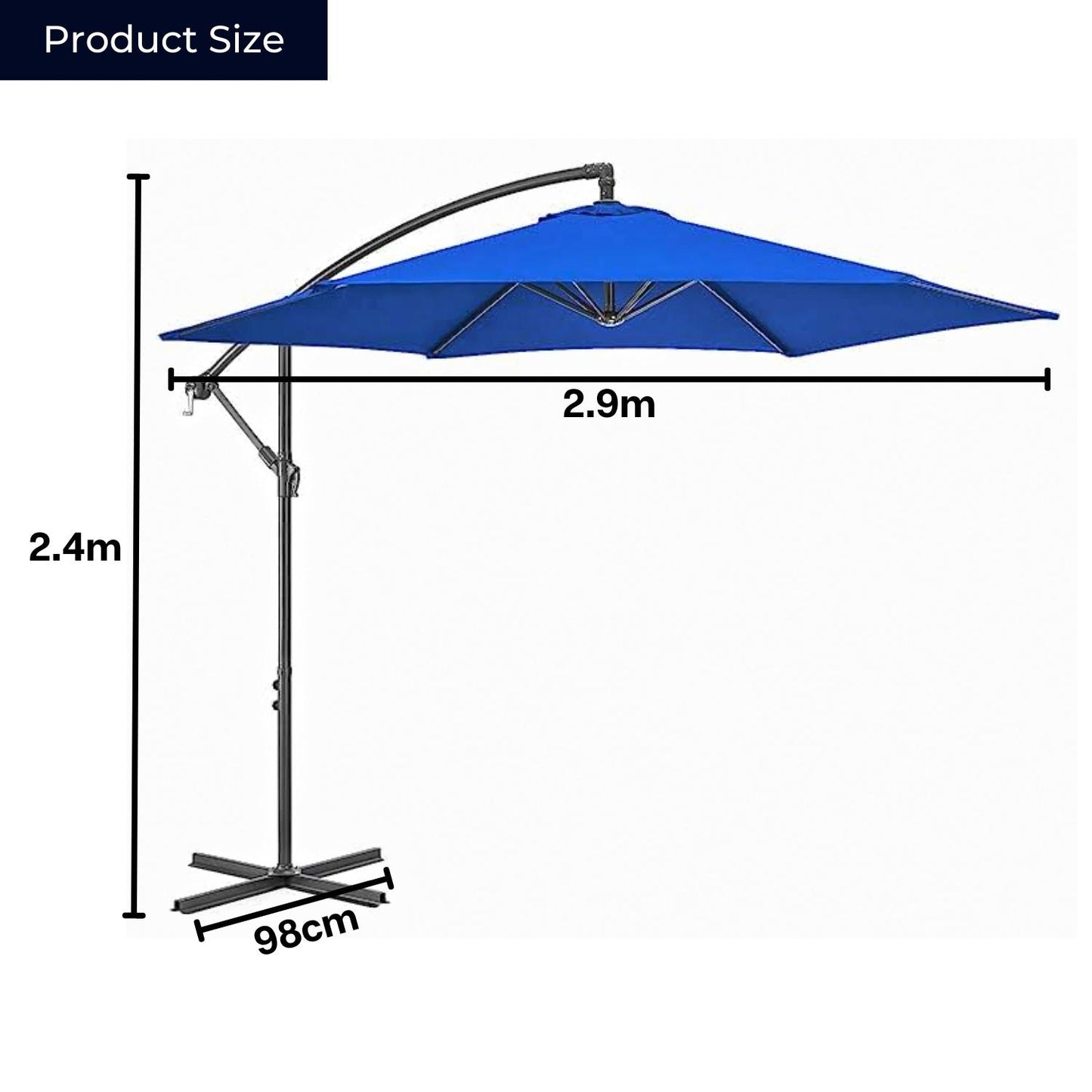 3m Hanging Banana Cantilever Garden Parasol with Cover in Blue
