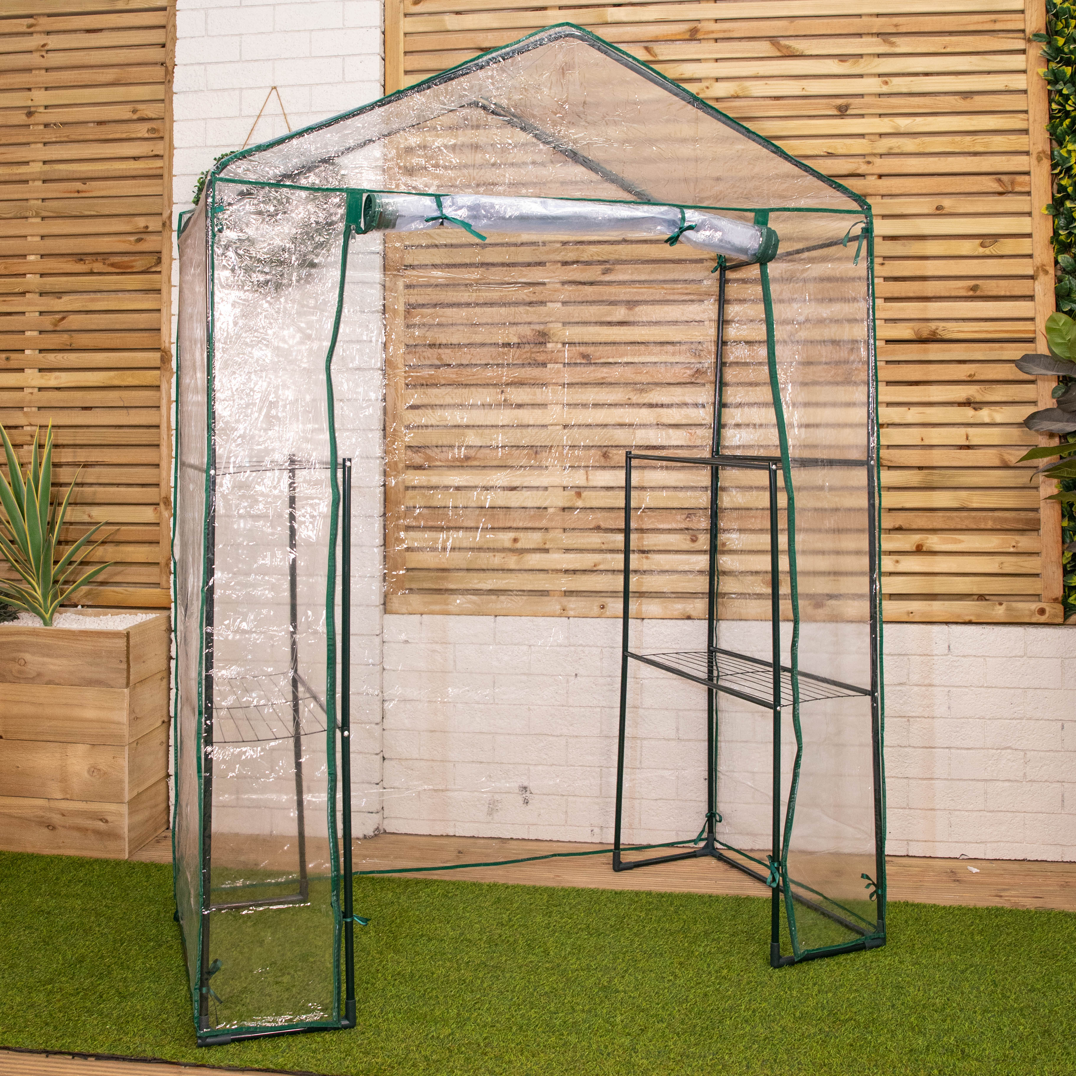 1.9m Outdoor Walk in Garden Greenhouse Green House with 4 Shelves 