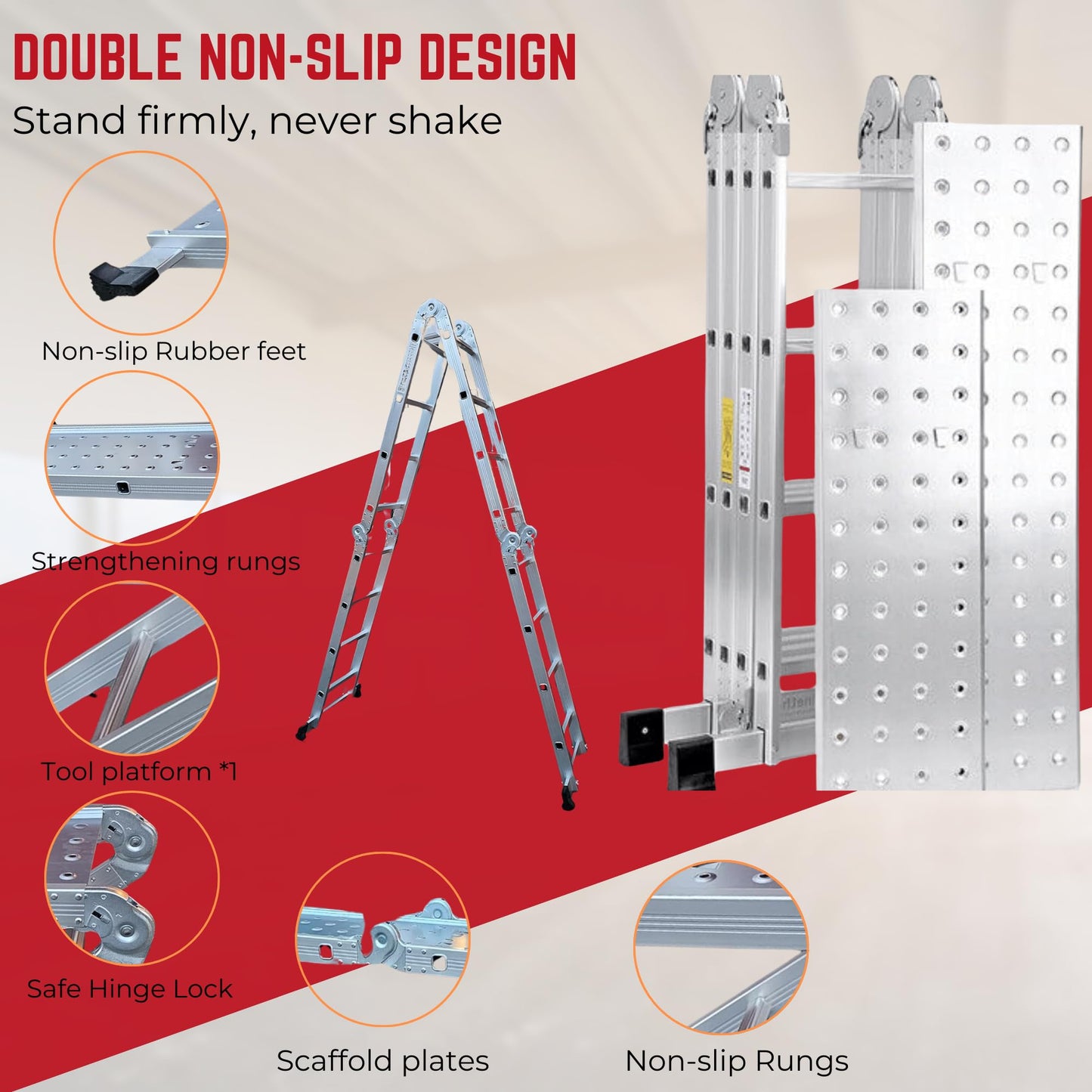 Factory Seconds 3.46m Lightweight Aluminium Folding Multi-position Work Platform Ladder