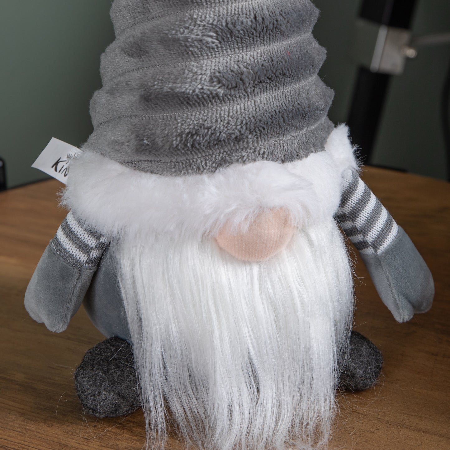 40cm Sitting Plush Christmas Gonk with Grooved Hat in Grey