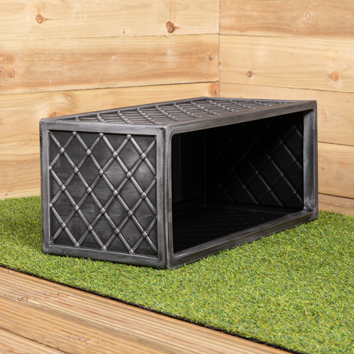 70cm Lazio Grey Plastic Pewter Effect Garden Patio Plant Pot Planter