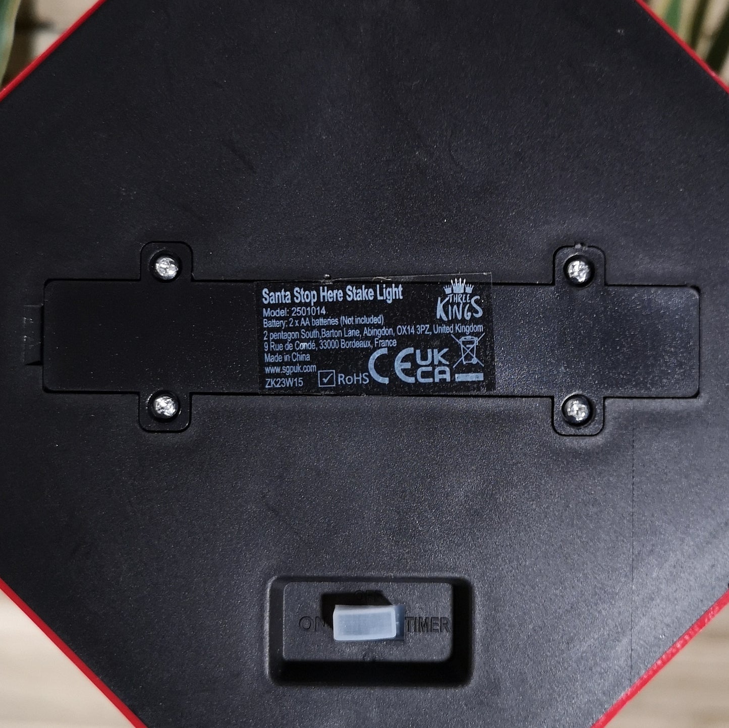 55cm Battery Operated Light up Santa Stop Here LED Christmas Sign