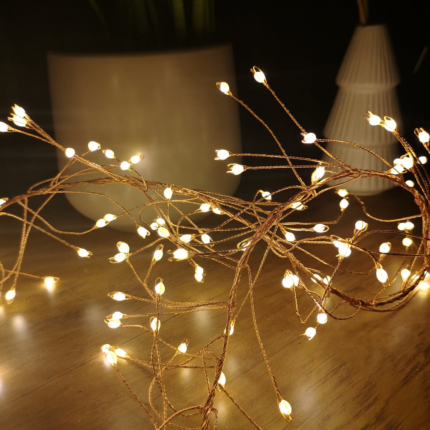 5.4m LED Multi Function Rose Gold Garland Wire Light Christmas Decoration with Timer in Warm White