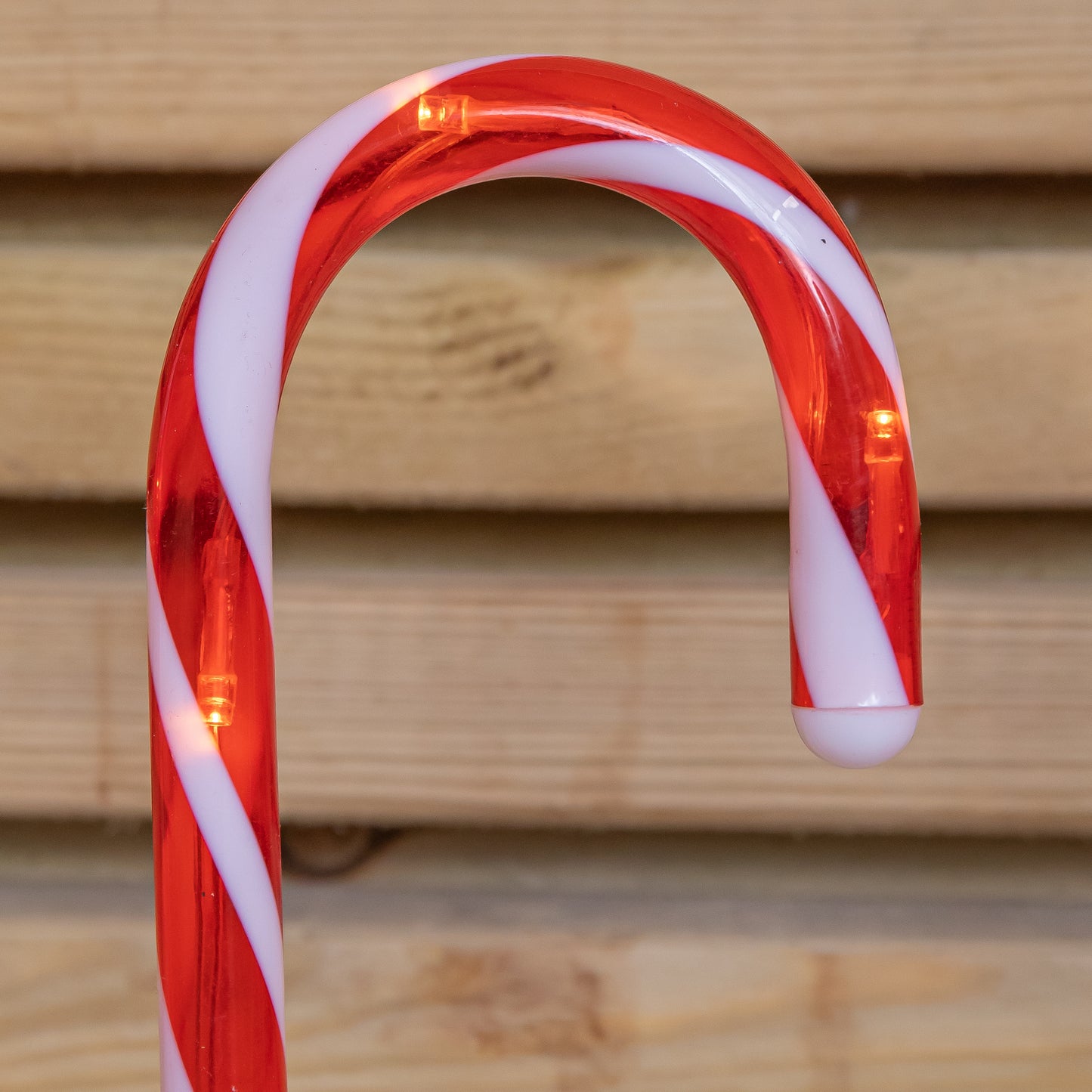 Set of 6 Light up Red & White Stripe Christmas Candy Cane Garden Stakes with LEDs