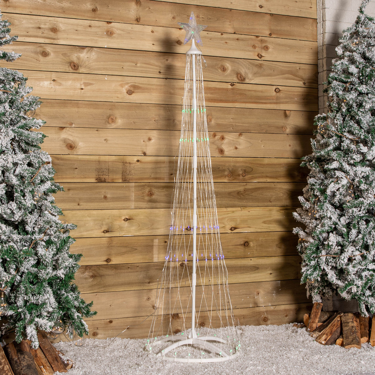 1.8m Light up Christmas Cone Tree with 220 Multi-Coloured LEDs and Timer Function