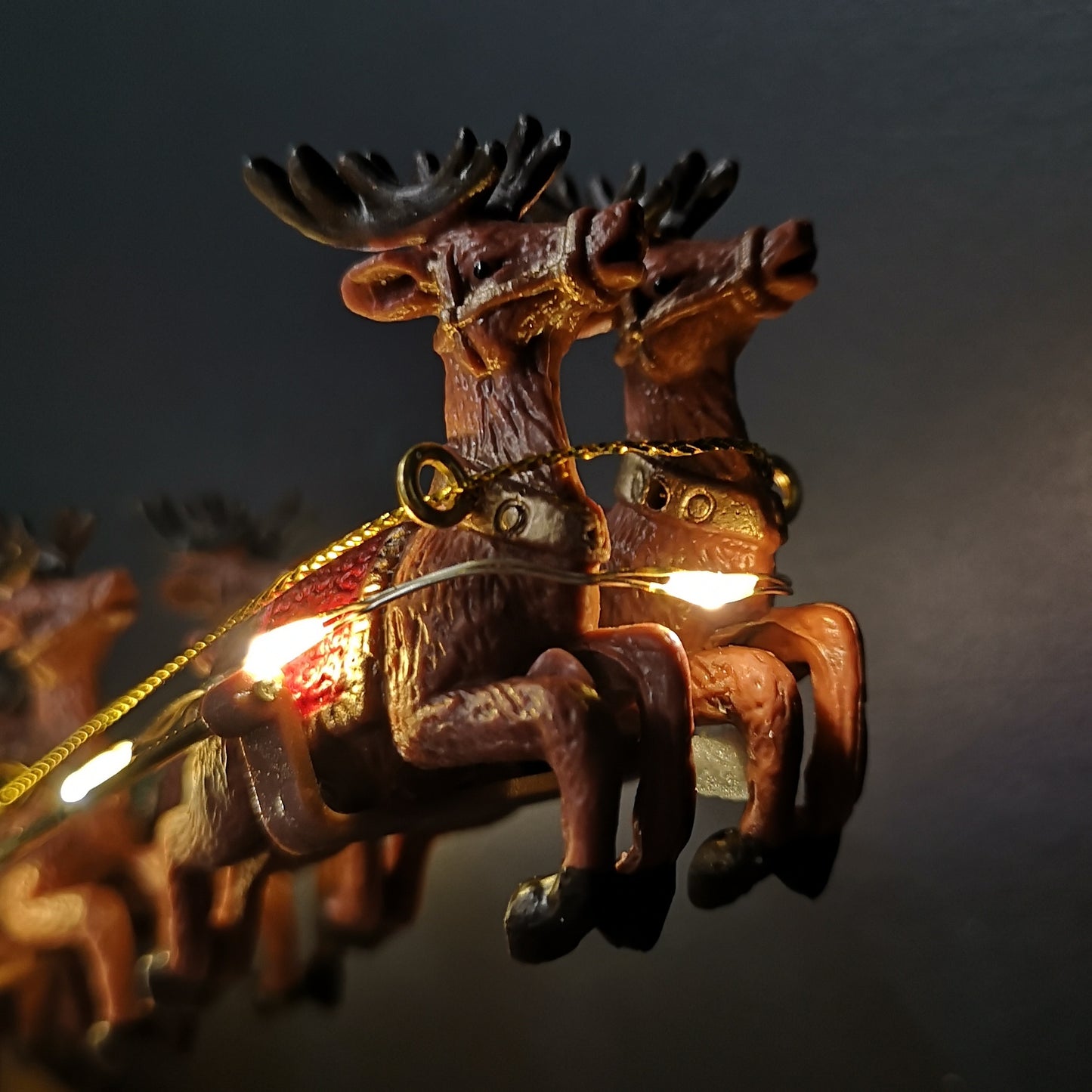 34cm Battery Operated Light up Santa Sleigh with Reindeer Christmas Decoration