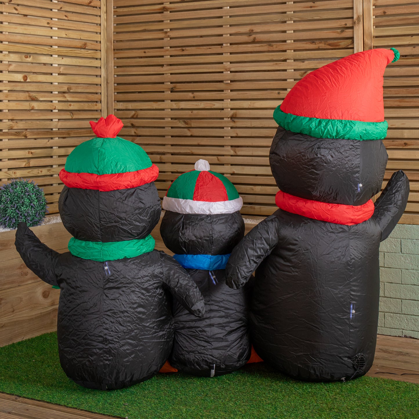 1.5m Light up Christmas Inflatable Penguin Family with 12 White LEDs