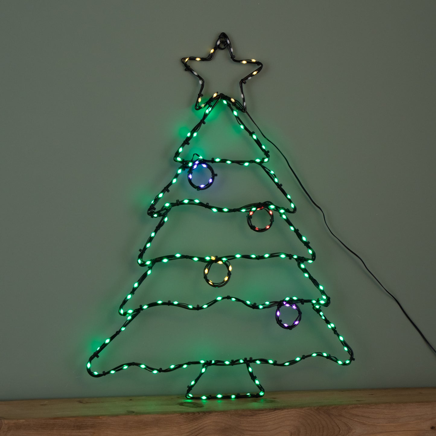 60cm x 46cm Light up FlexiBrights Christmas Tree Silhouette with 164 Multi-Coloured LEDs