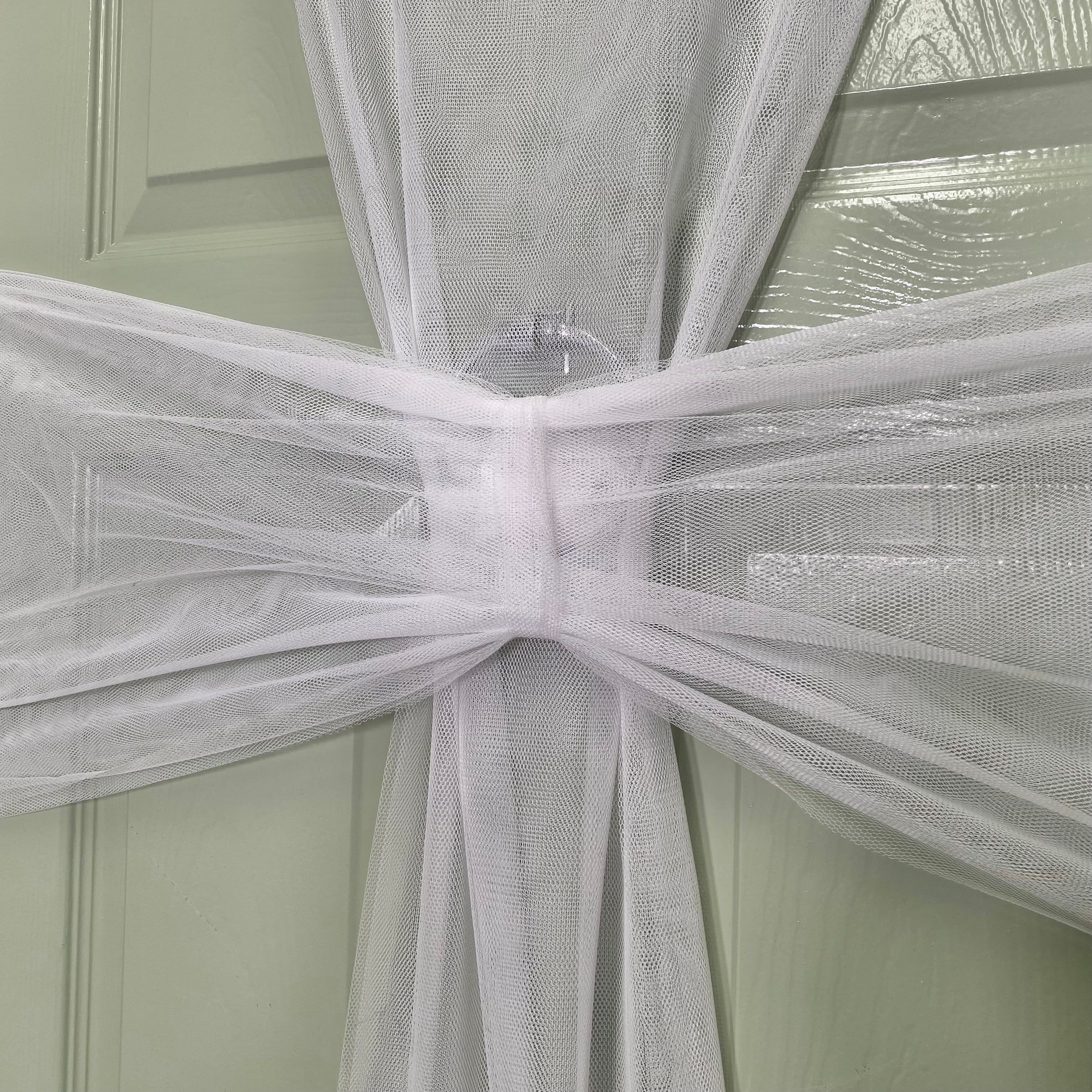 Luxury Indoor Outdoor DIY White Net Christmas Door Bow with Diamante Centre