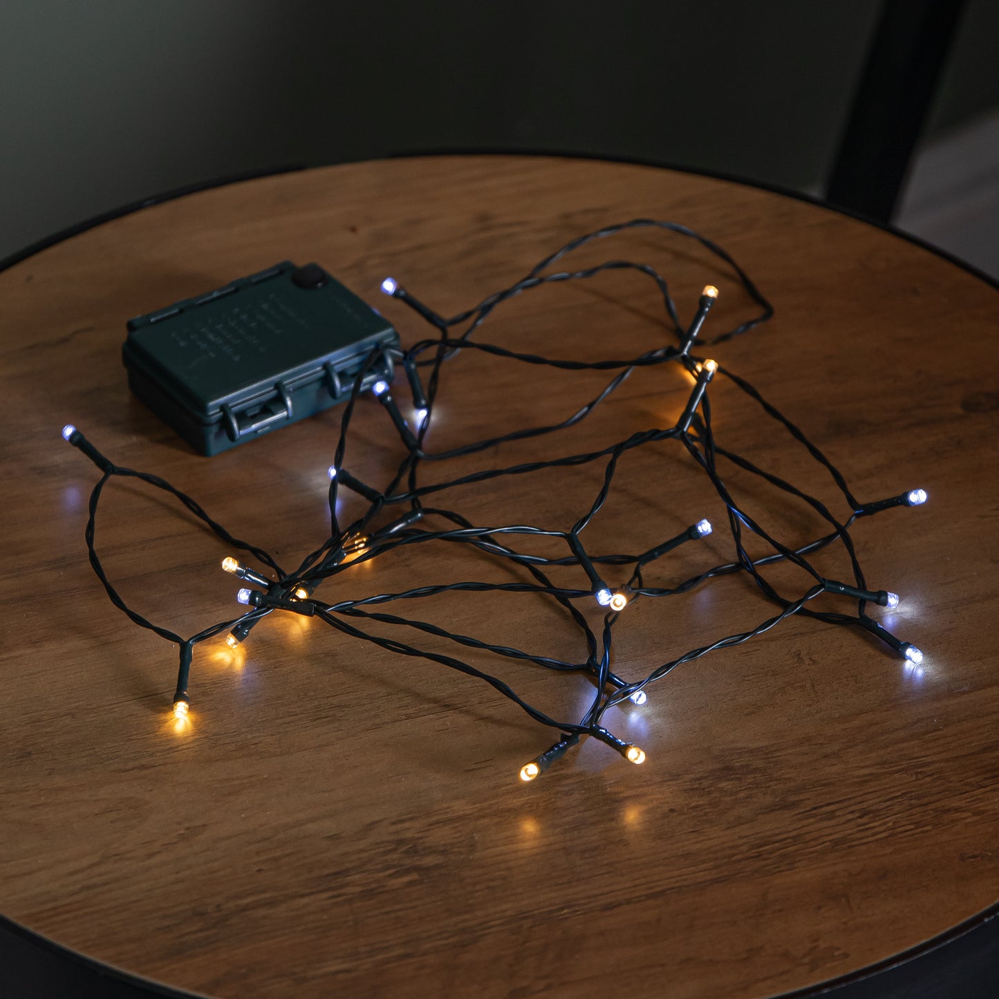 2.3m Battery Operated Multi-Action Christmas String Lights with 24 Cool White & Warm White LEDs