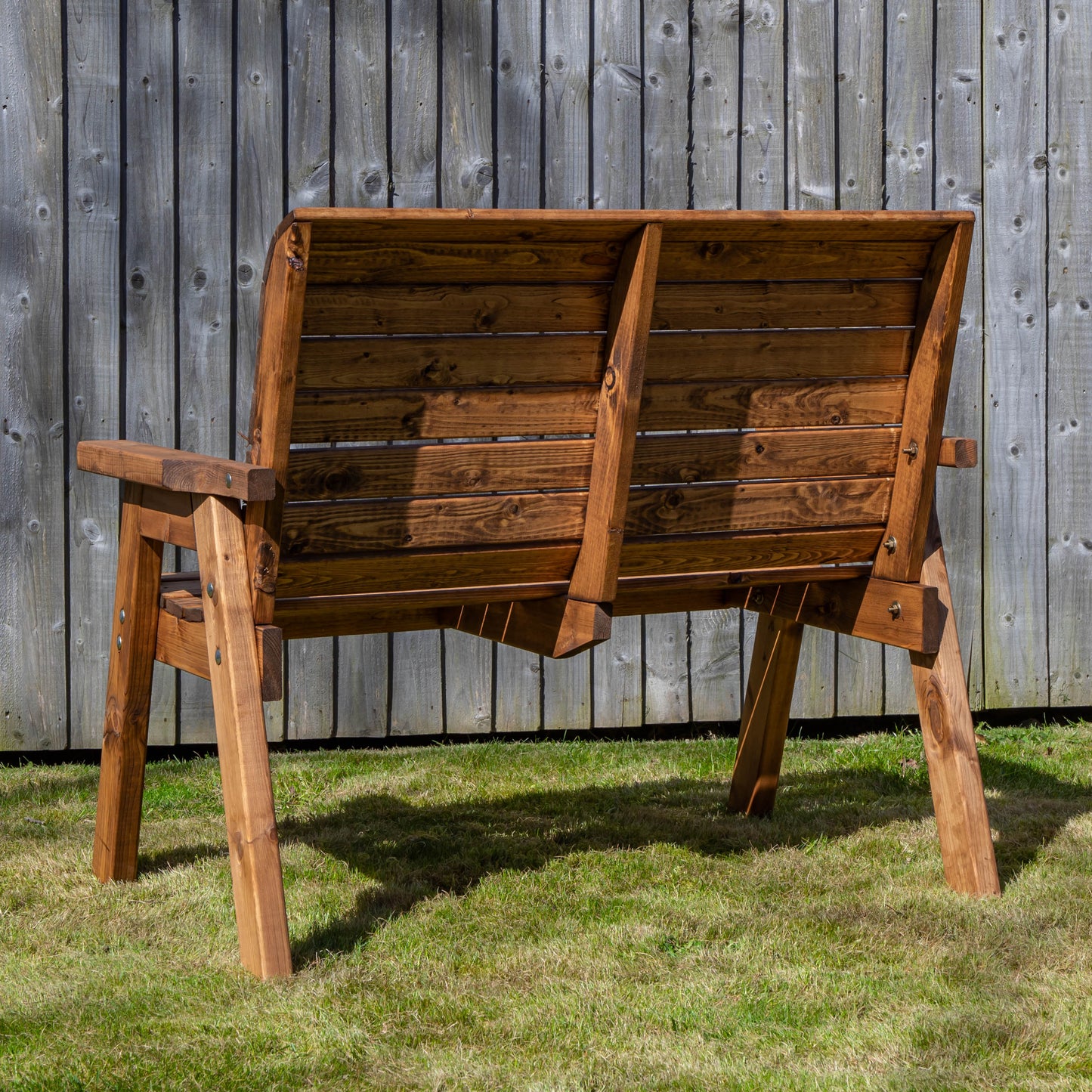 Charles Taylor Hand Made Traditional 2 Seater Chunky Rustic Wooden Garden Bench Furniture Flat Packed