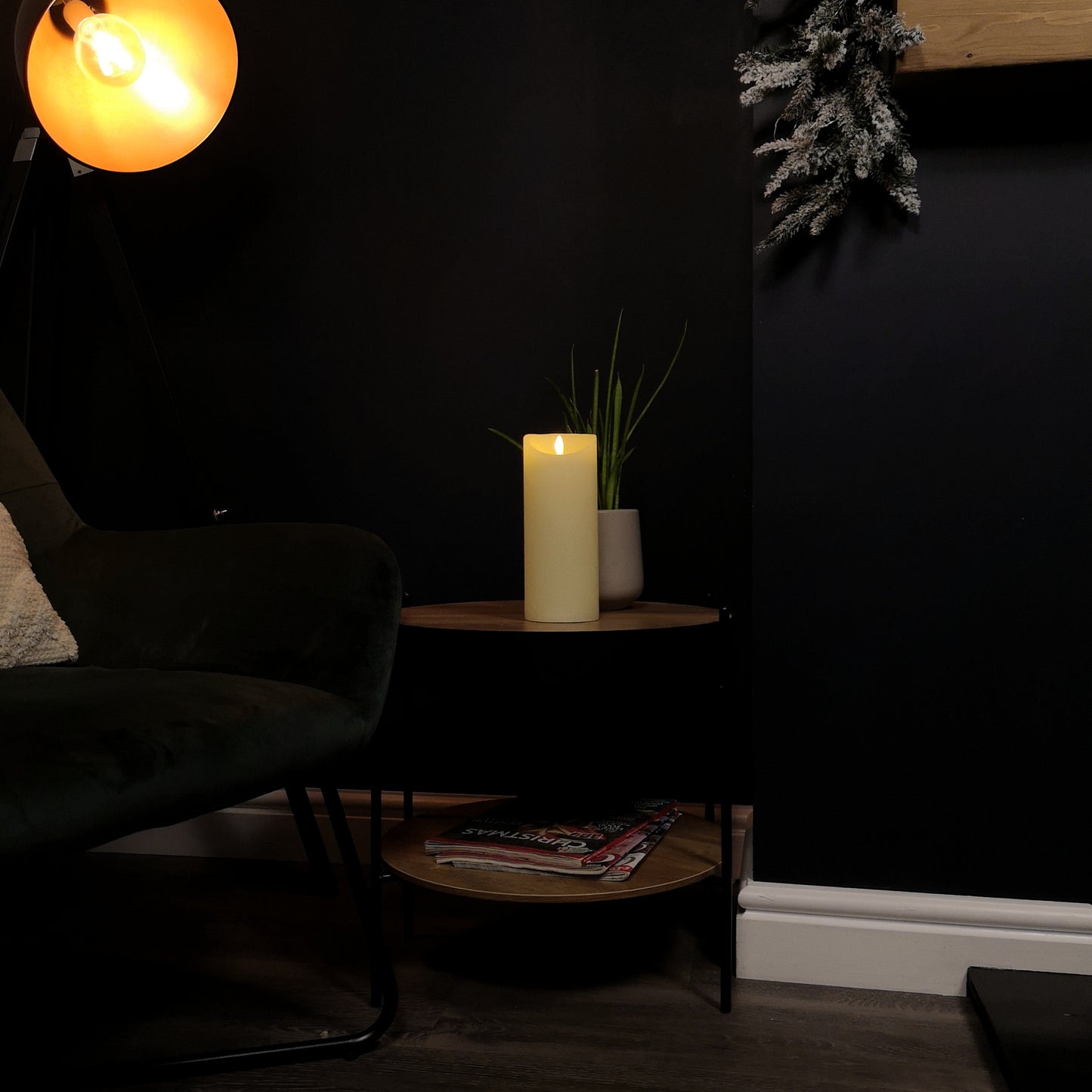 23x9cm Christmas Warm White Flickerbright Candle with Timer