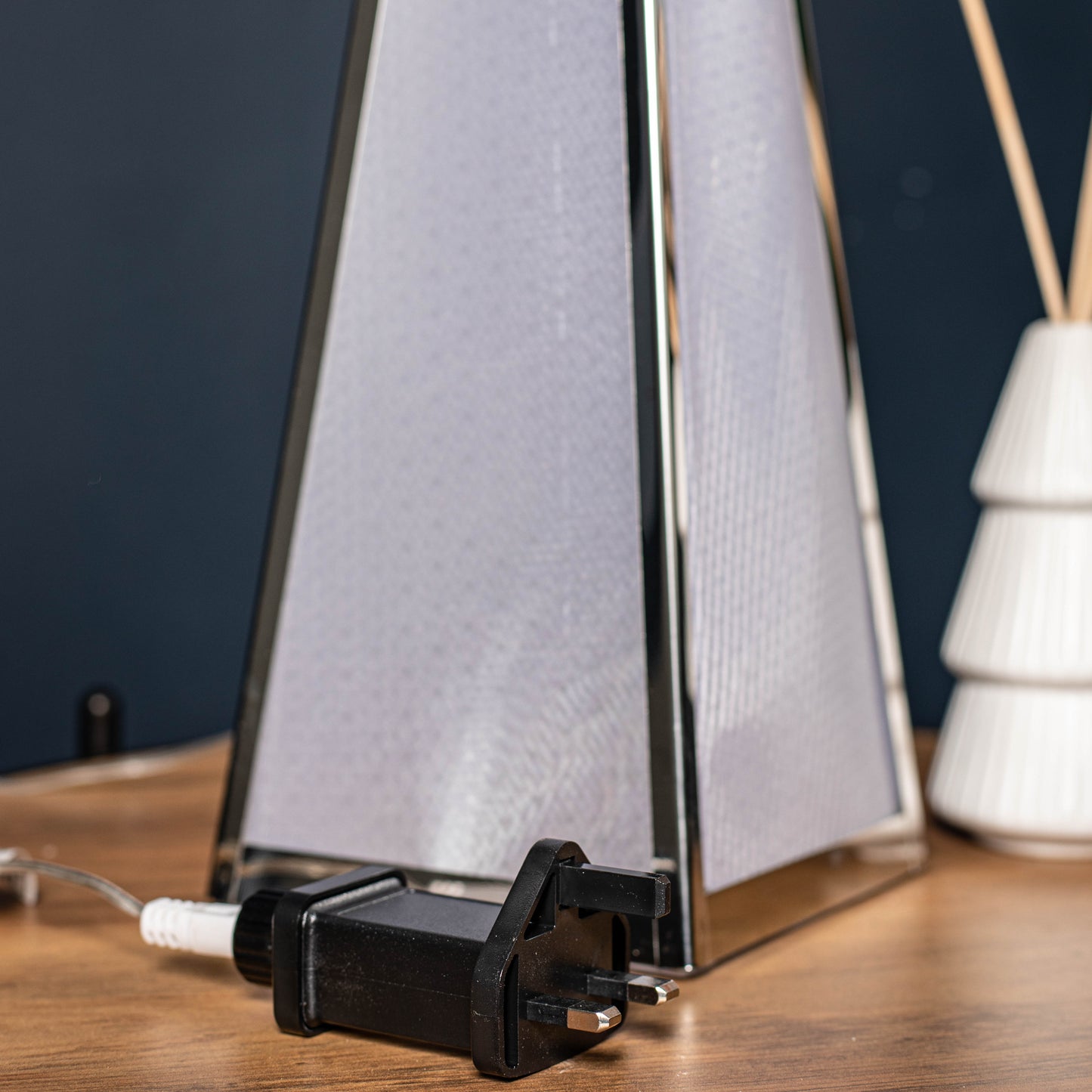 60cm Light up Silver Holographic Christmas Pyramid with 16 Warm White LEDs