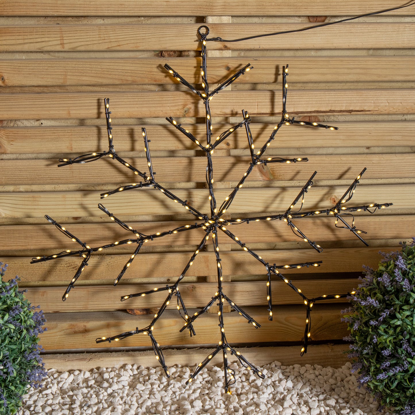 61cm Light up Twinkling Christmas Snowflake with 196 Warm White LEDs