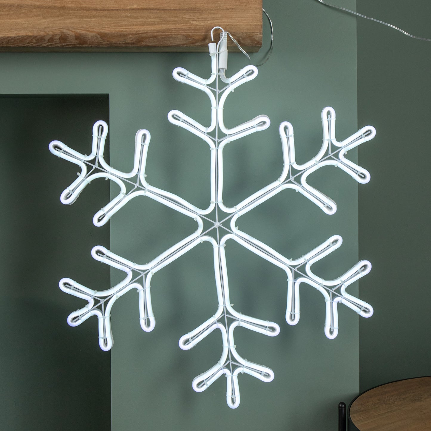 59cm x 56cm Light up Neon Flex Christmas Snowflake with Blue & White LEDs