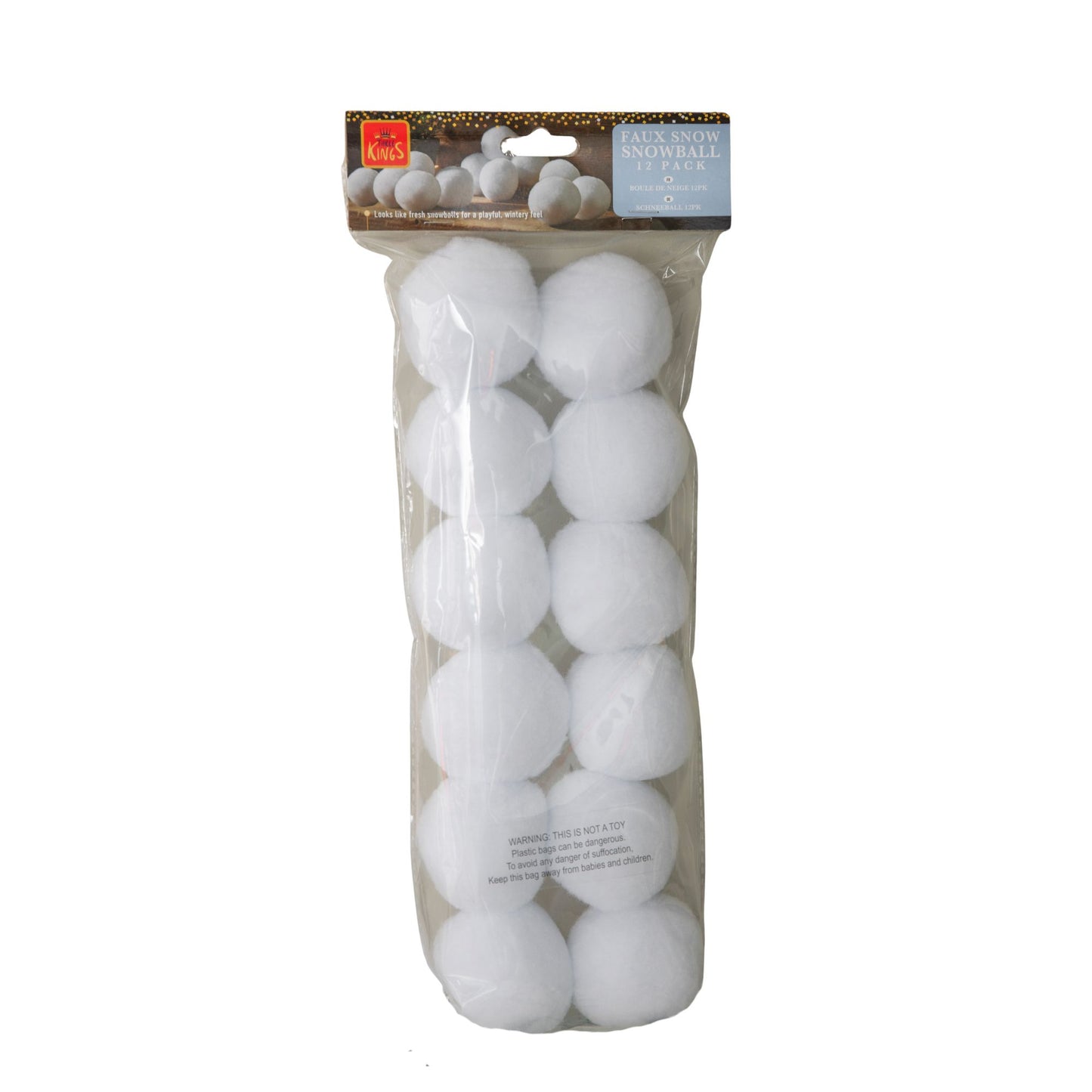 6cm 12 Pack of White Fabric Christmas Faux Snowballs