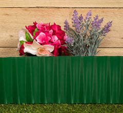 15cm x 9m Large Plastic Corrugated Lawn Garden Edging Border in Green