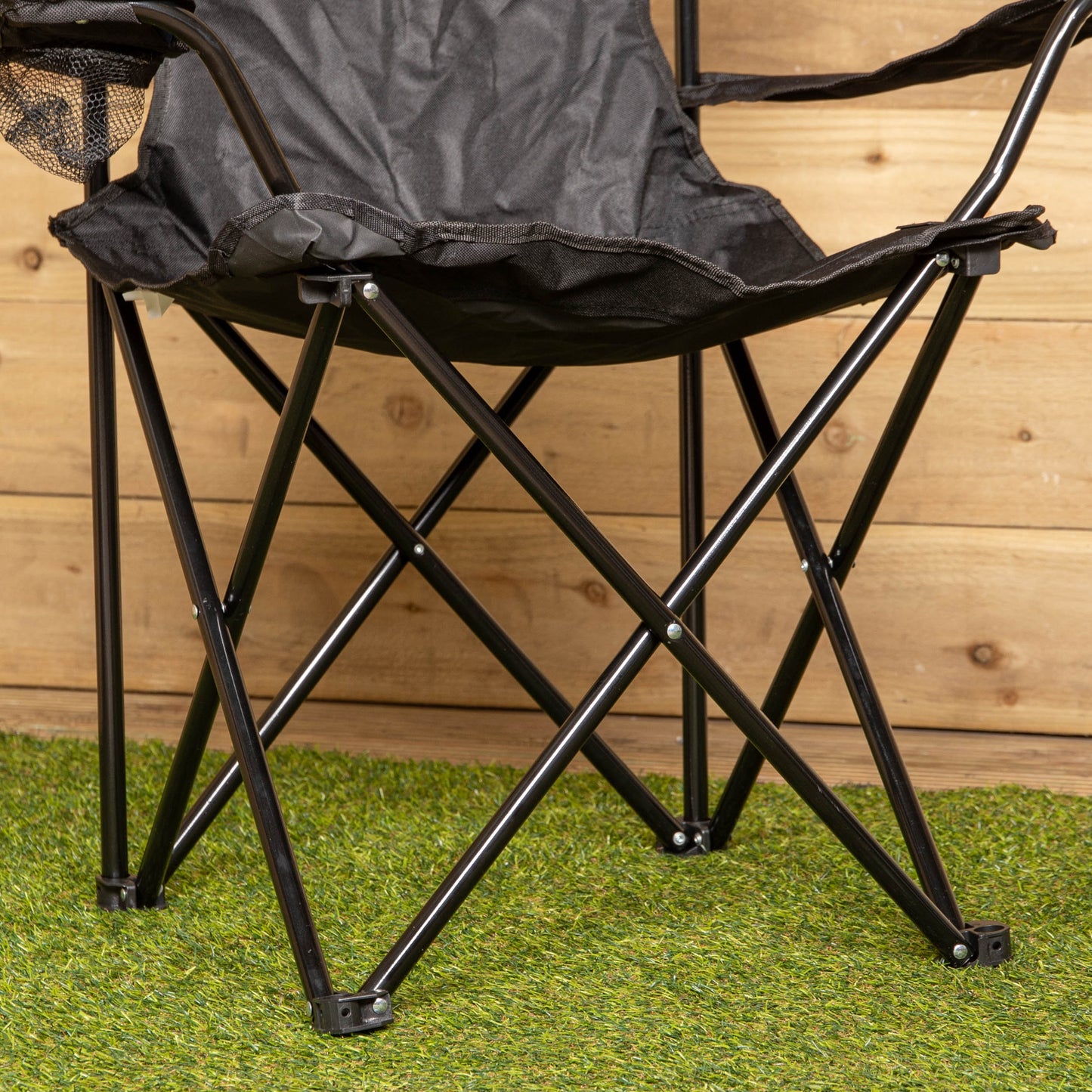Outdoor Black Lightweight Foldable Canvas Chair with Cup Holder and Carry Case