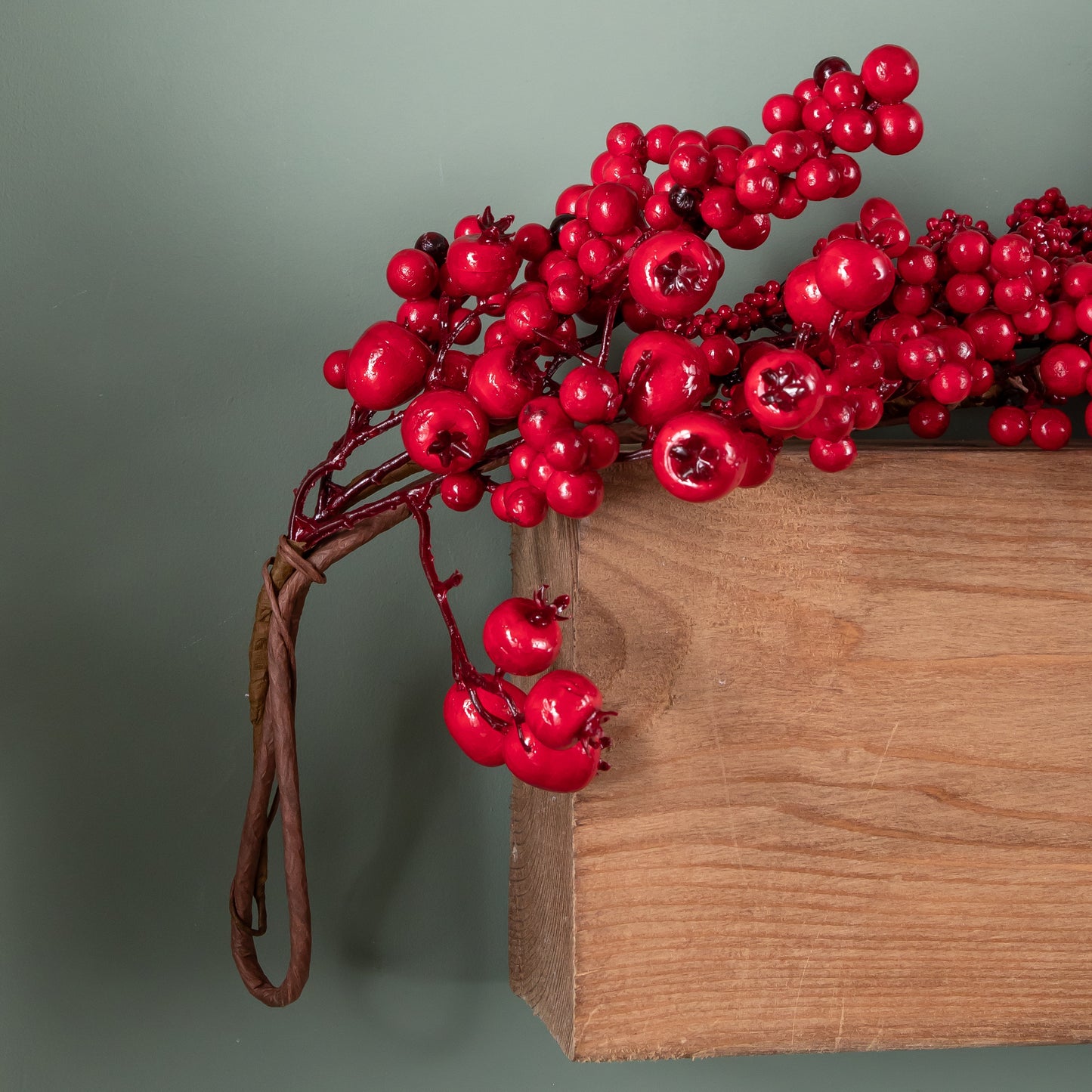 1.8m Red Plastic Berry Burst Christmas Garland