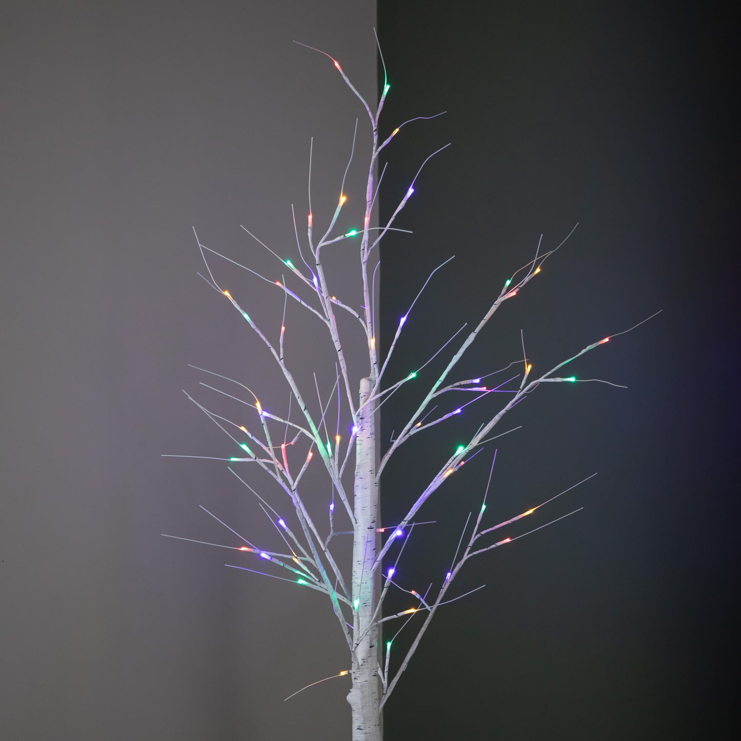 5ft (1.5m) Light up Christmas Birch Tree with 64 Multi-Coloured LEDs